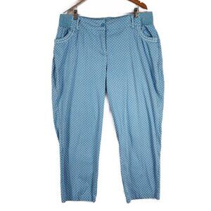 Woman Within Plus Size Blue Polka Dot Denim Jeans Sz 22W Elastic Waist Casual